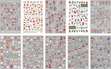 JMEOWIO Nagelsticker Weihnachten 10 Blatt Nail Art Sticker Selbtklebend Nagelaufkleber Schneeflocke Winter Urlaub Süß Dekoration Nageldesign Zubehör