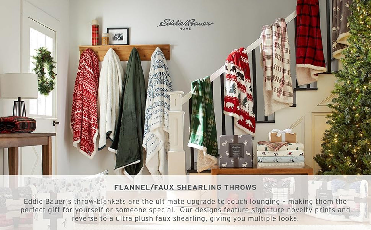 Deka Eddie Bauer, Bavlněný flanel, Domácí dekorace, Oboustranné, Povlečení Sherpa, Pine Check, Throw Deky & Deky Naty Shop