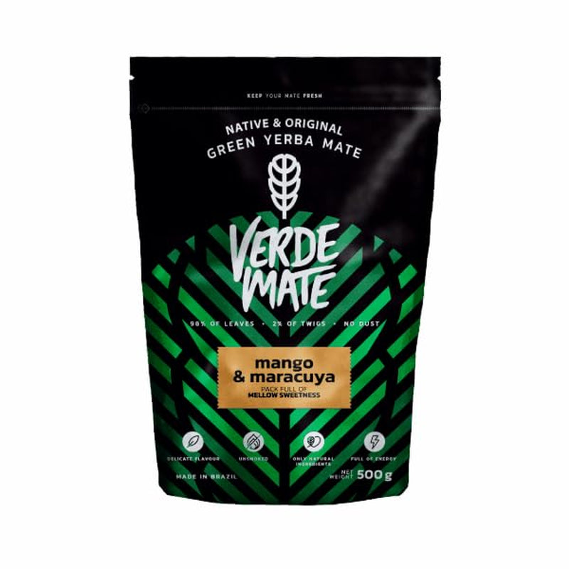 Green Mate Green Mango & Maracuya 0,5 kg | Ovocný čaj maté | Exotická chuť čaje Maté Síla chlazení | Natural stimulation | Mate čaj z Brazílie | 500 g
