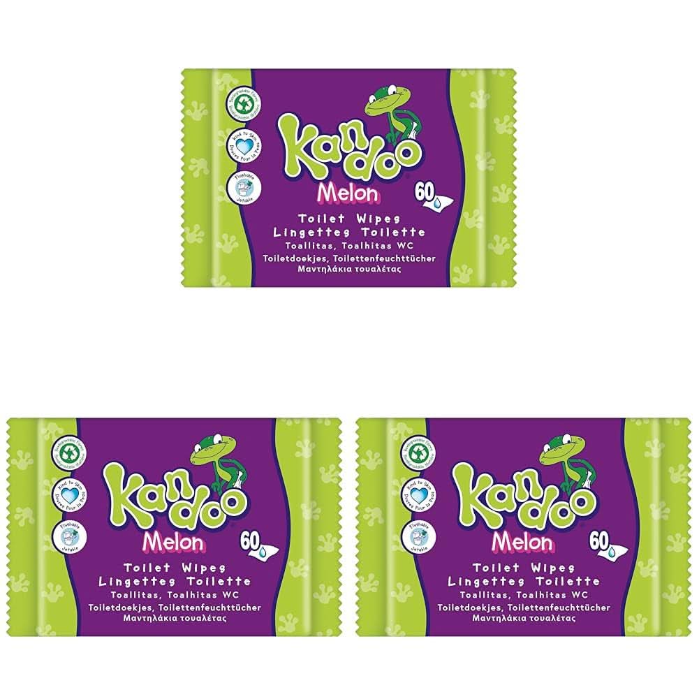 Melon Feuchttücher - Spülbar - Aus 95% Wasser - Parfümfrei - Plastikfrei - Dermatologisch Getestet - Feuchtes Toilettenpapier Aus 100% Pflanzlichem Cellulosematerial - 60 Tücher Naty Shop 60 Stück, Parfumifmi Pack (3Er)