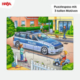 Hasičské puzzle HABA - 3dílná sada pro děti od 3 let Policejní a sanitní kartonové puzzle - podporuje jemnou motoriku a koncentraci - 1302759001 Puzzle Naty Shop