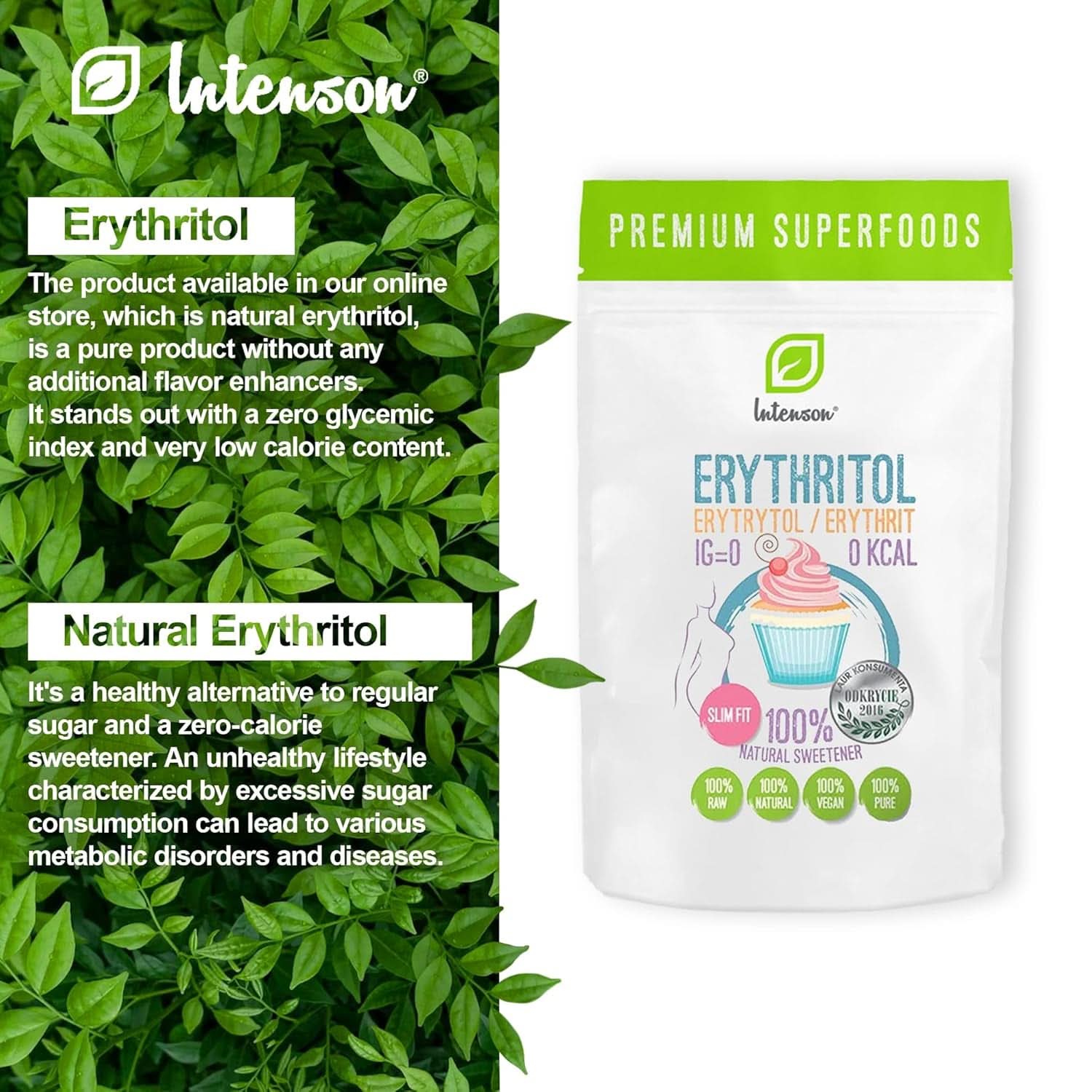 Erythritol - přírodní alternativa cukru, 2 kg sladidel Naty Shop