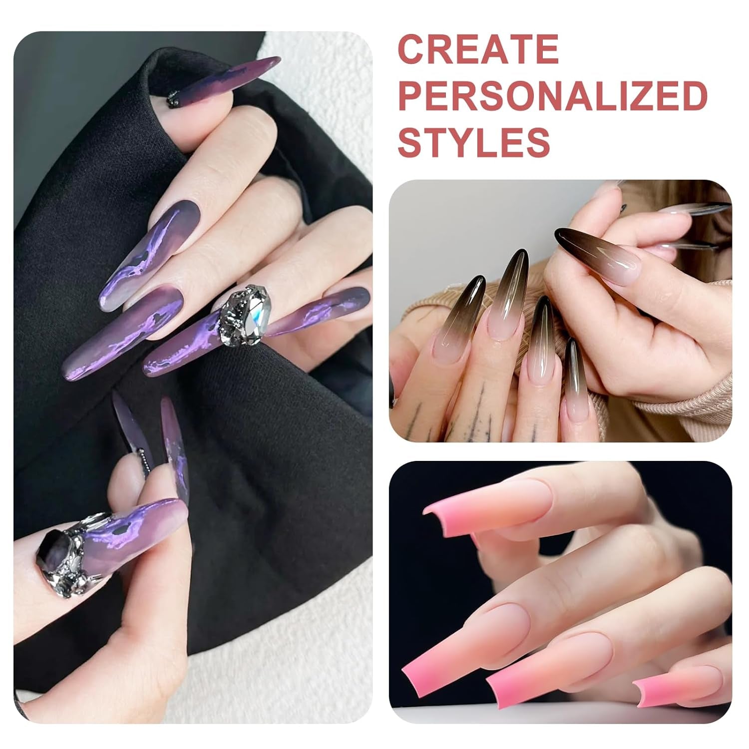 Qufiiry 200 Stück Nail Art Schwämme Mit Metallgreifer, Nagelkunst Schwammpinsel, Maniküre Zubehör Für Nägel, Um Eine Varavländ Von Gradient Nail Art Patterns to Create (Bílá)