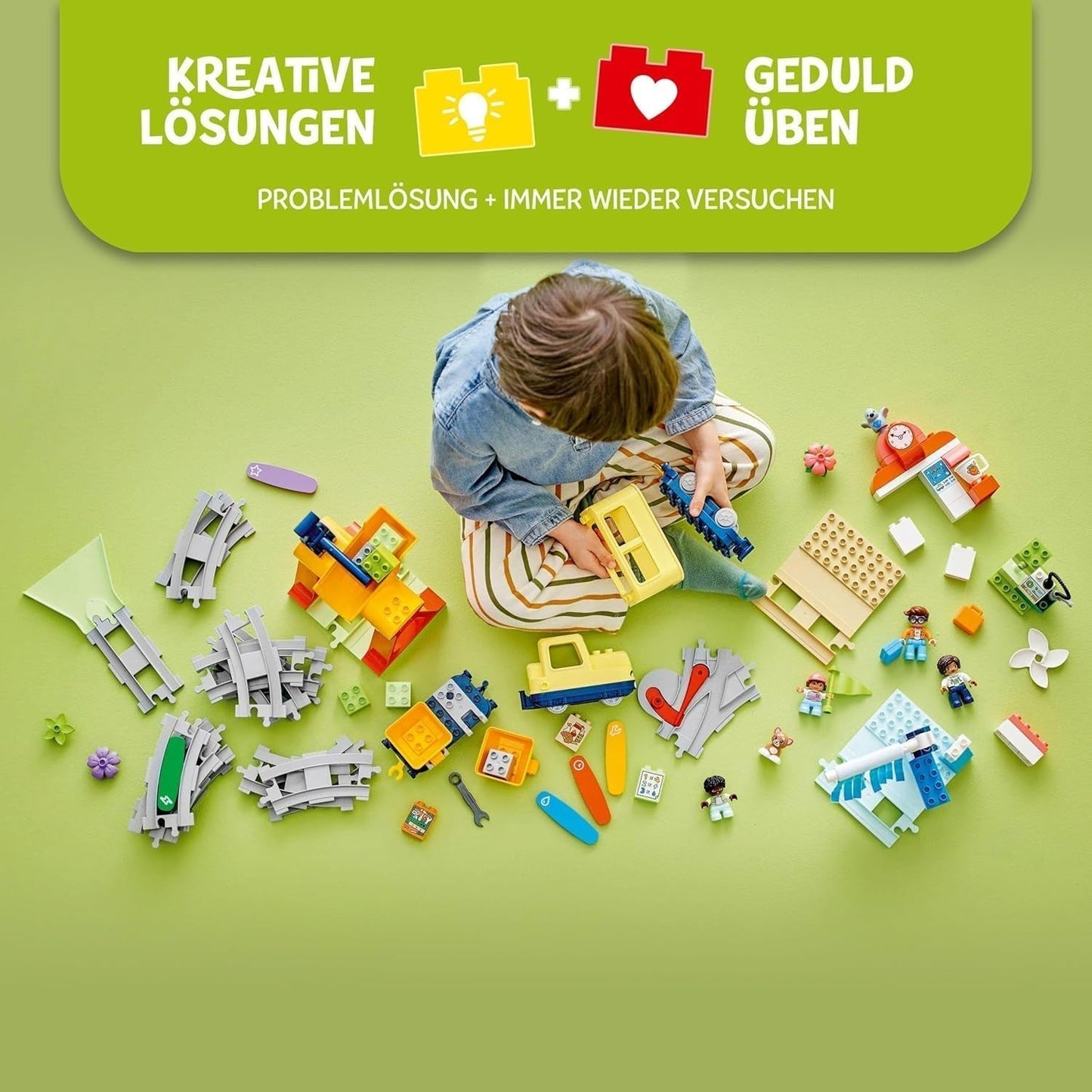LEGO DUPLO Městská velká interaktivní železnice, stavebnice pro batolata 3 roky stará, lokomotiva Push & Go se světly a zvuky, díly kolejí, vzdělávací hračka pro předškoláky 10428 Stavebnice Beuche den LEGO-Store