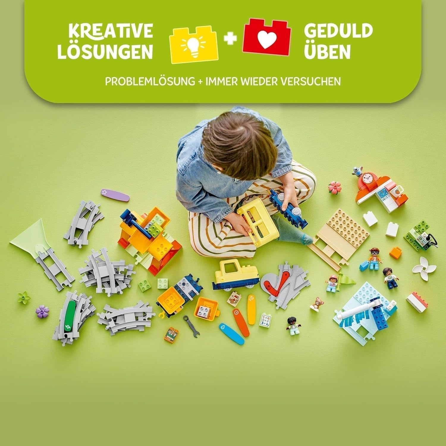 LEGO DUPLO Městská velká interaktivní železnice, stavebnice pro batolata 3 roky stará, lokomotiva Push & Go se světly a zvuky, díly kolejí, vzdělávací hračka pro předškoláky 10428 Stavebnice Beuche den LEGO-Store