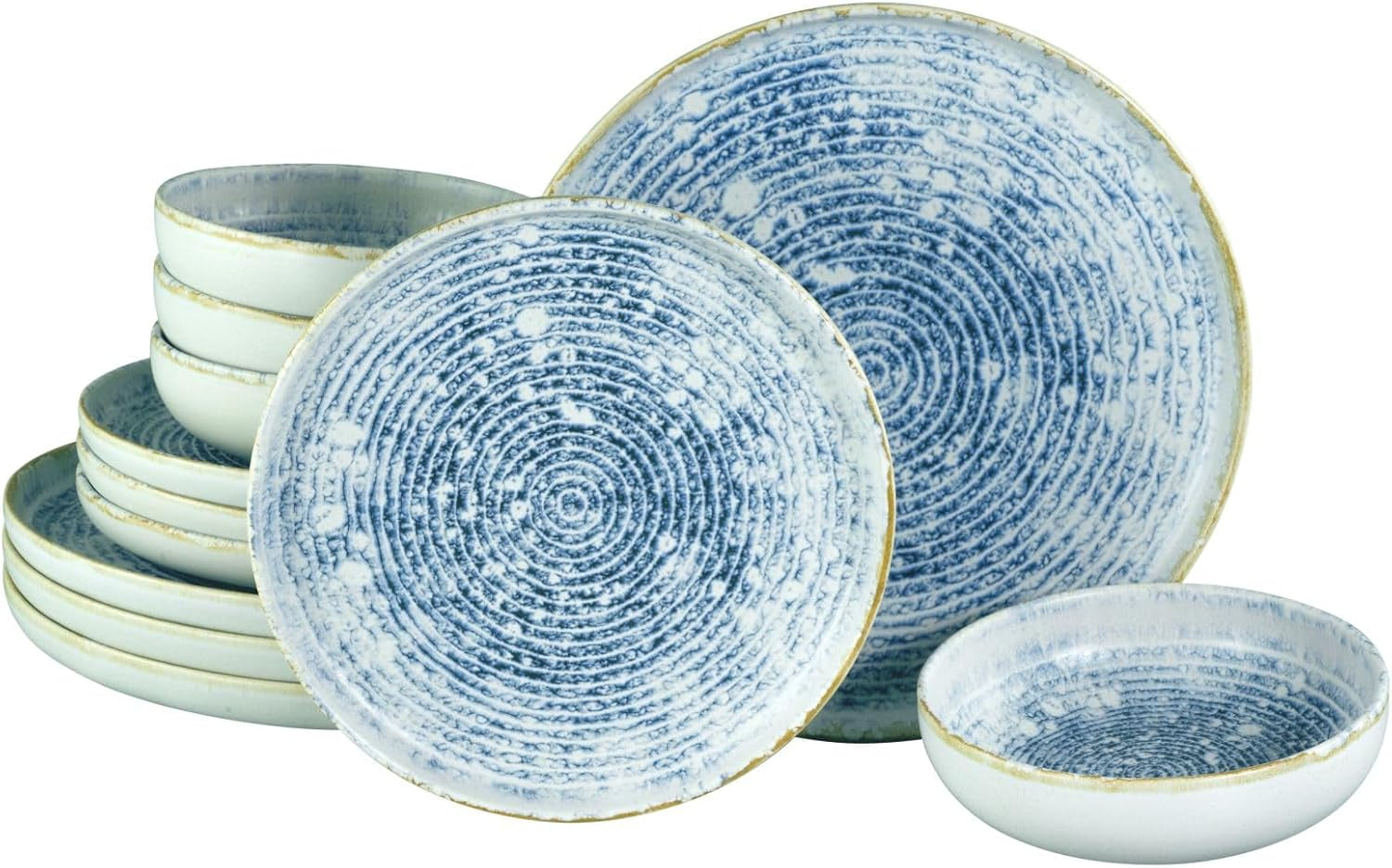 CreaTable, 21652, Uno Mykonos Series, 12dílná sada nádobí, sada porcelánových talířů, vhodné do myčky a mikrovlnné trouby, Made in Portugal