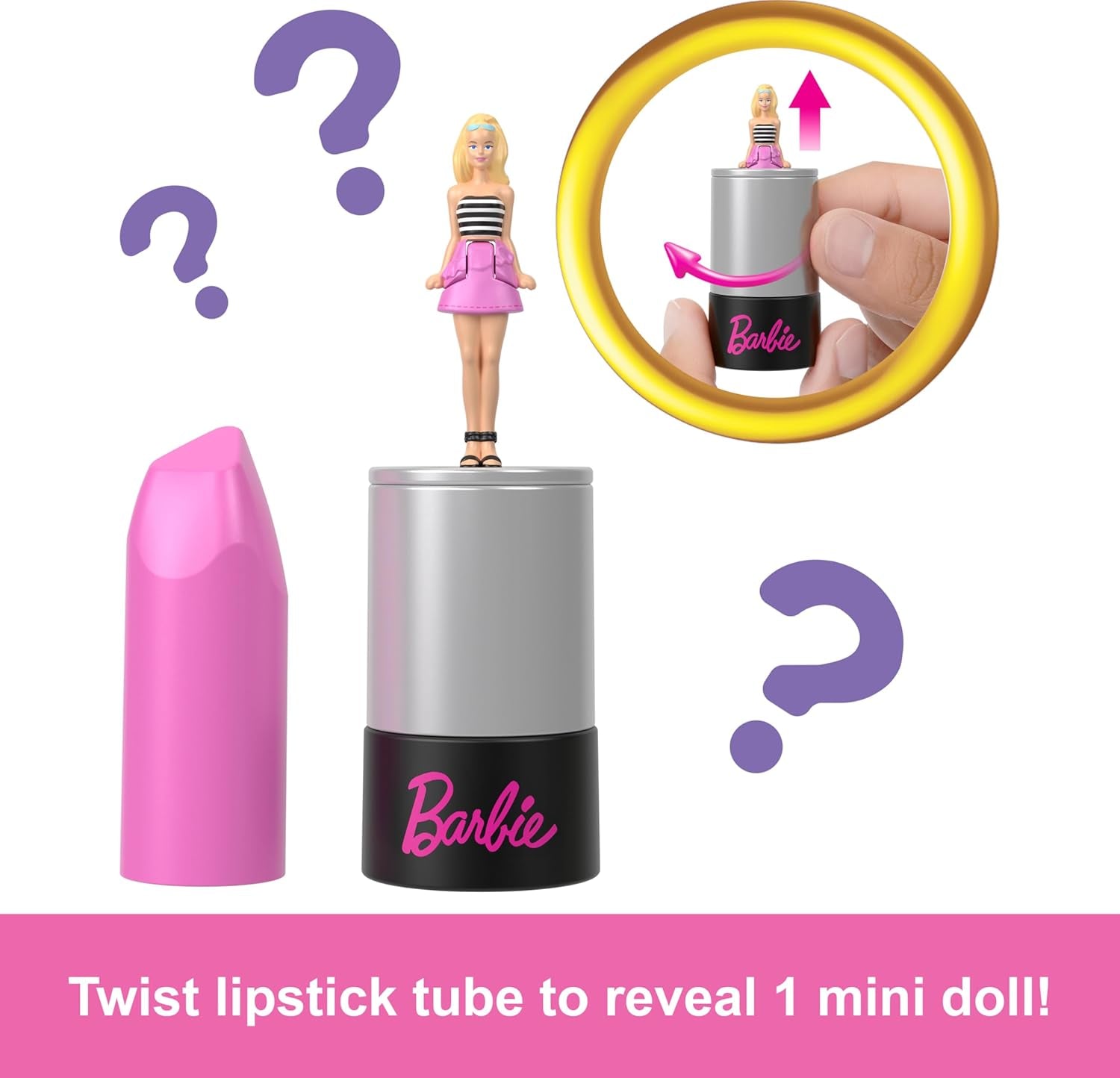 Barbie Mini Barbieland Sada 5 panenek Fashionistas, přibl. Minipanenky s výškou 3,8 cm v rukávech na rtěnku Kolekce překvapení (styly se mohou lišit), panenky JBD26 Naty Shop