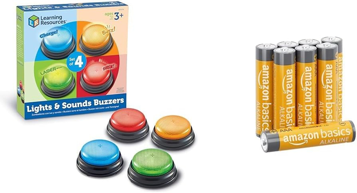 Výukové zdroje Light & Sound Buzzer vzdělávací hry od 3 let Hračka s otázkami pro děti se 4 různými zvuky pro herní večery a učebny Bebe Naty Shop hračky + baterie Sada 4 kusů