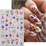 JMEOWIO Nálepka na nehty Blumen 6 Blatt Nálepka na nehty Selbstklebend Nagelaufkleber Letní Blumen Dekorace Nageldesign Zubehör
