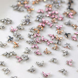 Mini Butterfly Zirkonové řetízky na klíče na nehty Y2K Bílá šampaňská Růžová drahokamu Crystal Butterfly Key Chains Nehty 3D Butterfly Design nehtů Klíčenky Butterfly Nails Dekorace Nail Art Klíčenky Nehtové doplňky
