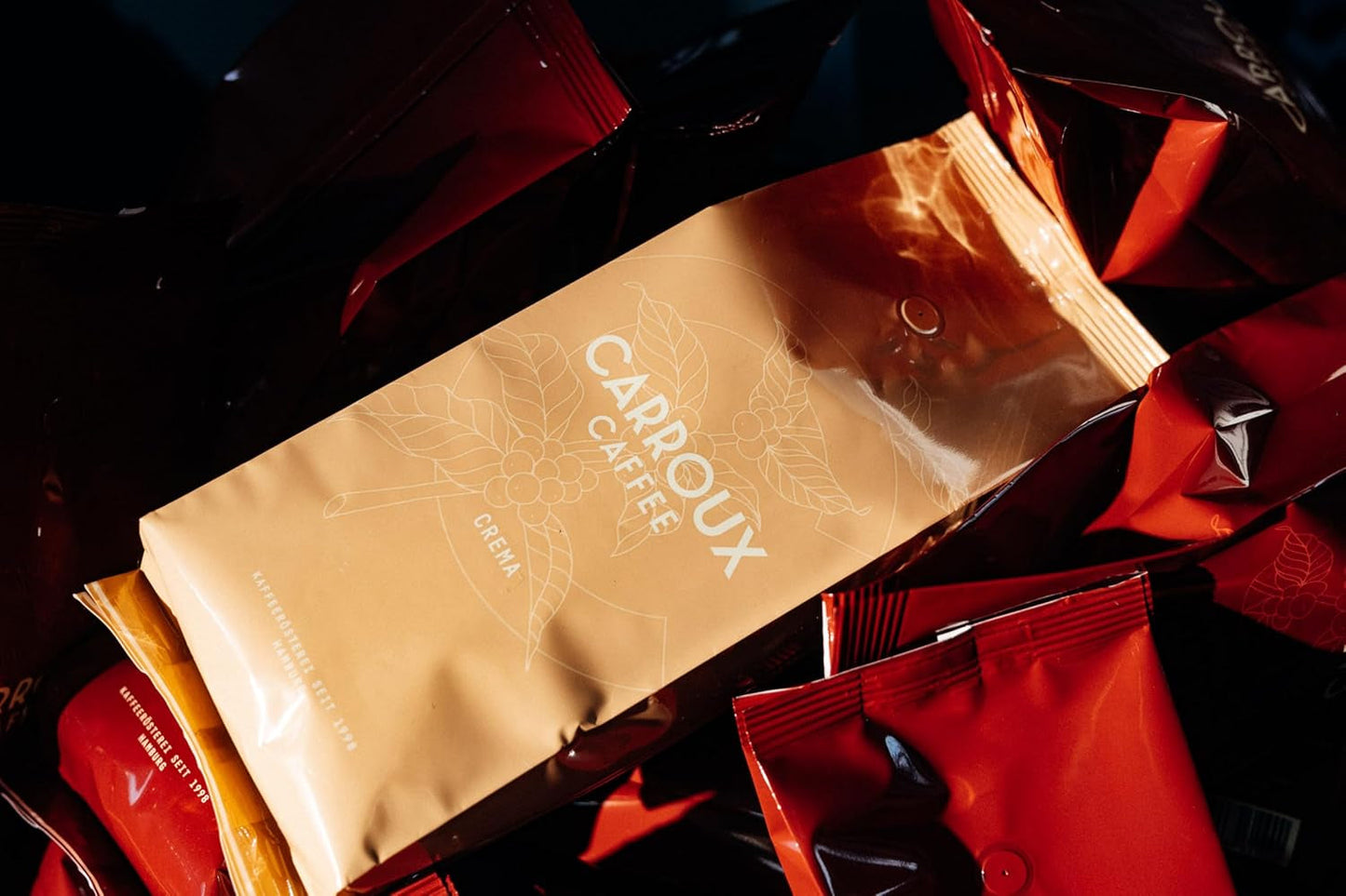 CARROUX Crema celá kávová zrna (6 x 500 g) - prémiová kávová zrna z Hamburku - čerstvě pražená tradičně