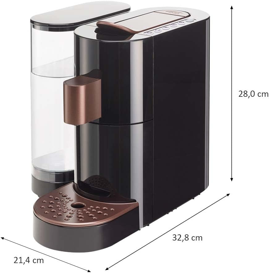 K-FEE TWINS II kapslový espresso kávovar na kávu, čaj a kakao | Espresso kávovar na velké šálky | Rychlý ohřev | Nádrž na vodu 2,3 ​​l | 19 barů | Černo-měděná