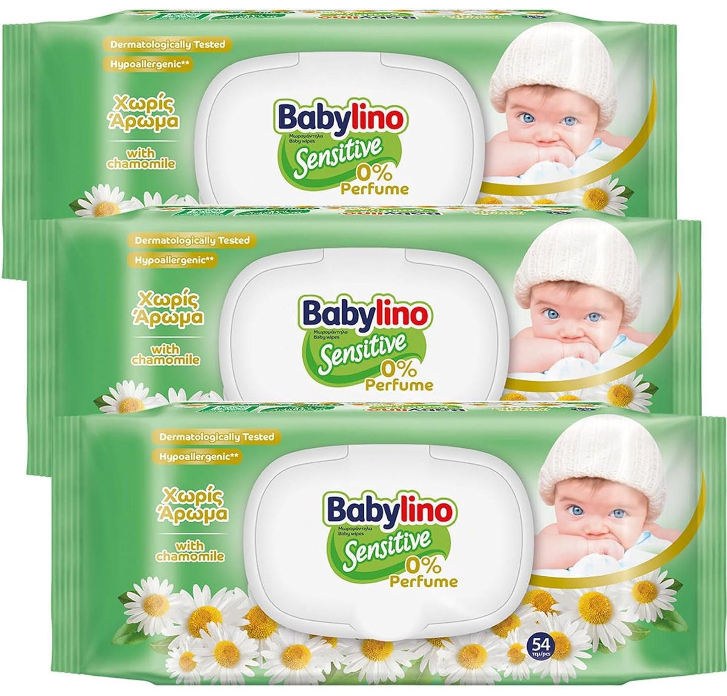 Dětské ubrousky Sensitive, 0 % vůně, 98 % přírodní složení, které obnovuje rovnováhu pH pokožky, pečeť svěžesti, 54 ubrousků
