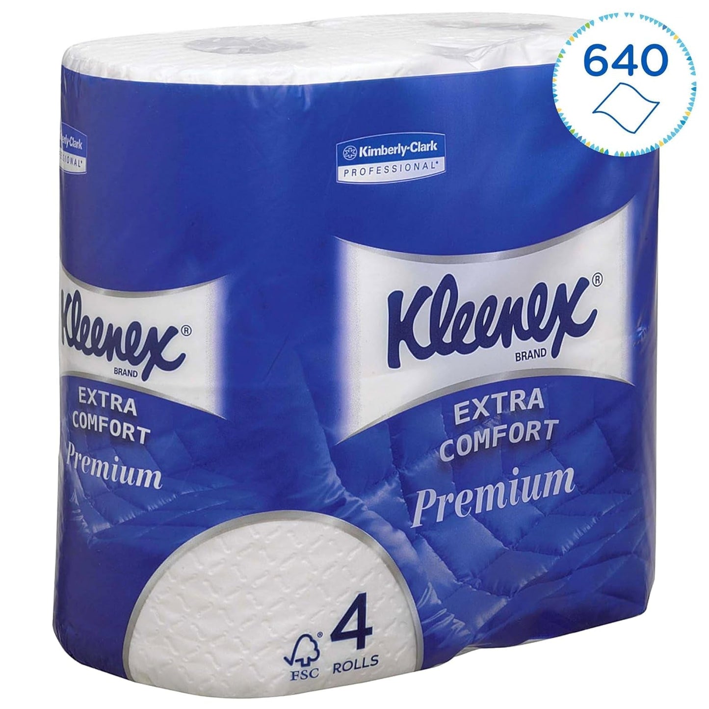 Kleenex Premium role toaletního papíru 8484, toaletní papír 24 rolí X 160 pufovaných listů, 4vrstvý toaletní papír, 100% čisté vlákno, vysoká kvalita, odolný proti roztržení a měkký (2 balení)