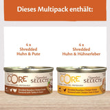 Wellness CORE Signature Selects 8 x 79 g, kuřecí a krůtí směs - mokré krmivo pro kočky, lahodné proužky v omáčce, bez obilovin, přírodní, hypoalergenní, s vysokým obsahem bílkovin, s vysokým obsahem masa