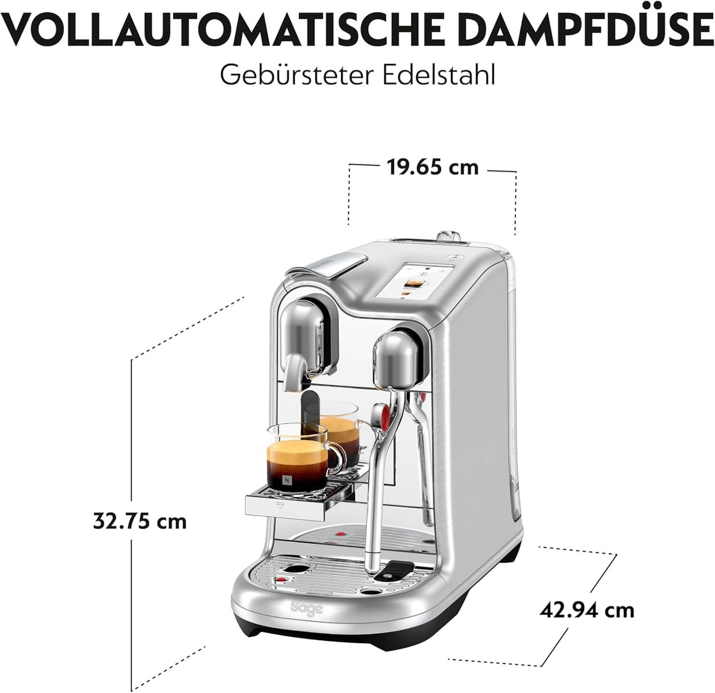 Espresso kávovar Sage Nespresso Creatista Pro, nerezová ocel, kartáčovaná nerezová ocel