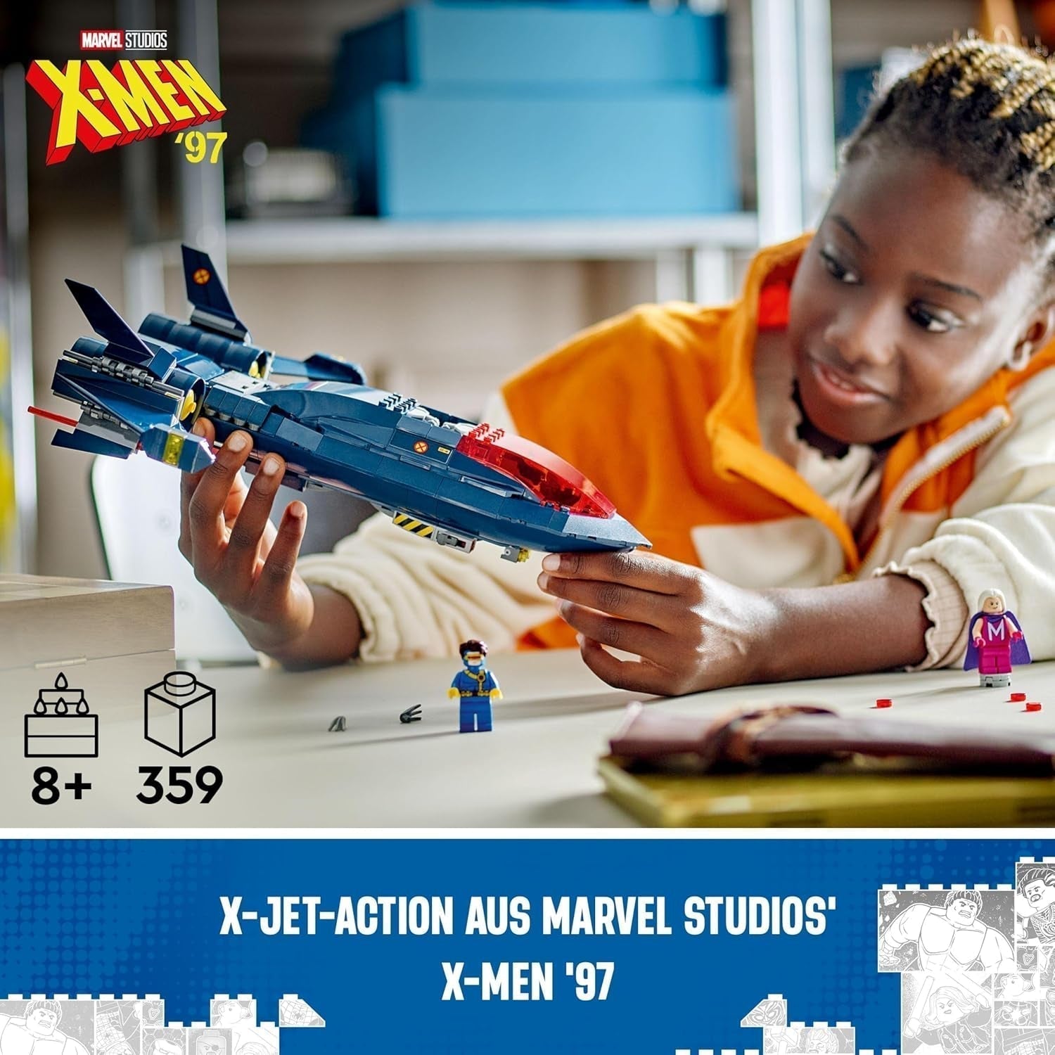 LEGO Marvel X-Jet Stavební model letadla X-Men s figurkami včetně Wolverina a Rogue Superhrdina Hračka pro děti Dárek pro chlapce a dívky 8 let staré 76281 Stavebnice Beuche den LEGO-Store