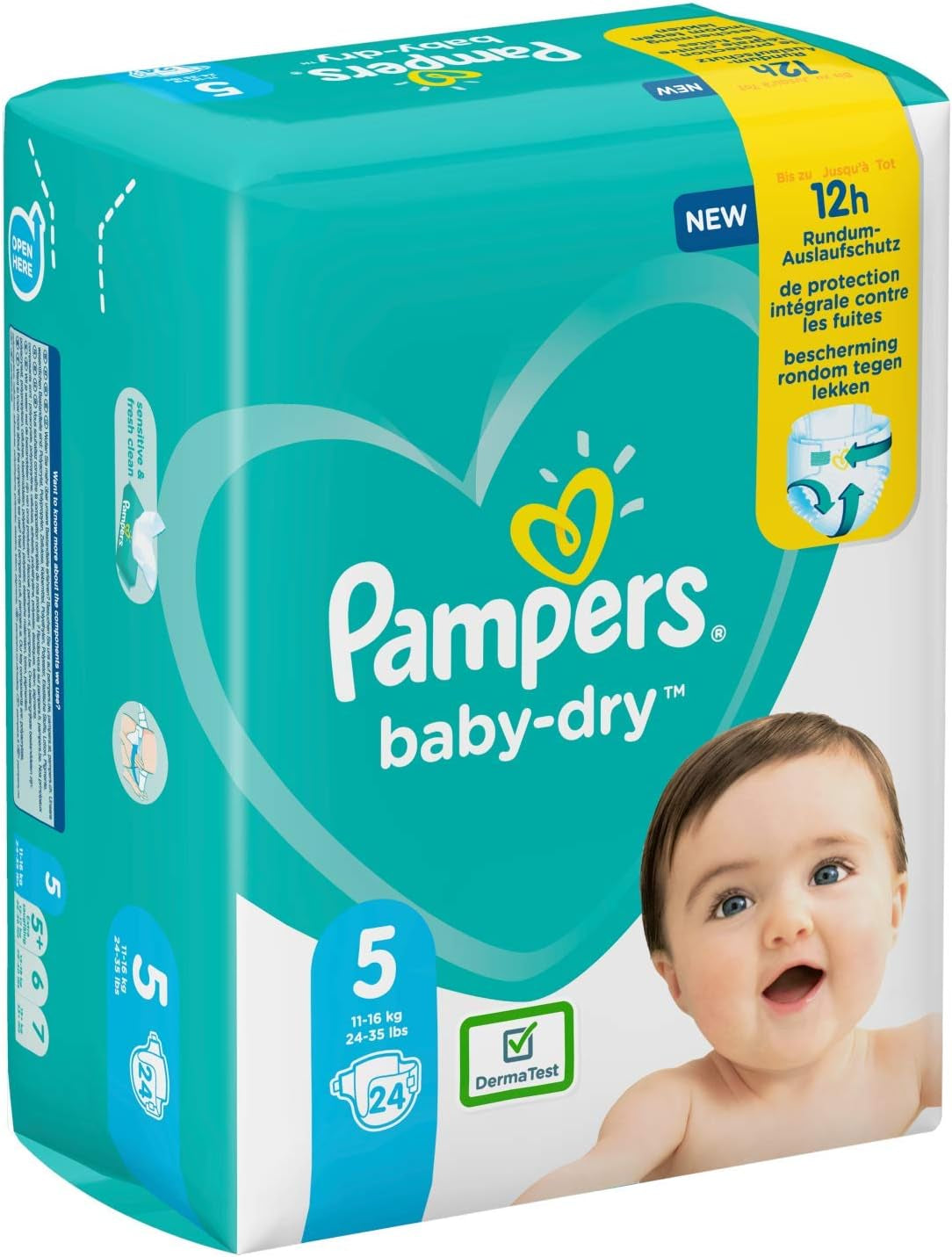 Plenky Pampers pro miminka vel. 5 (11-16 kg), 24 kusů, ochrana proti protečení až 12 hodin