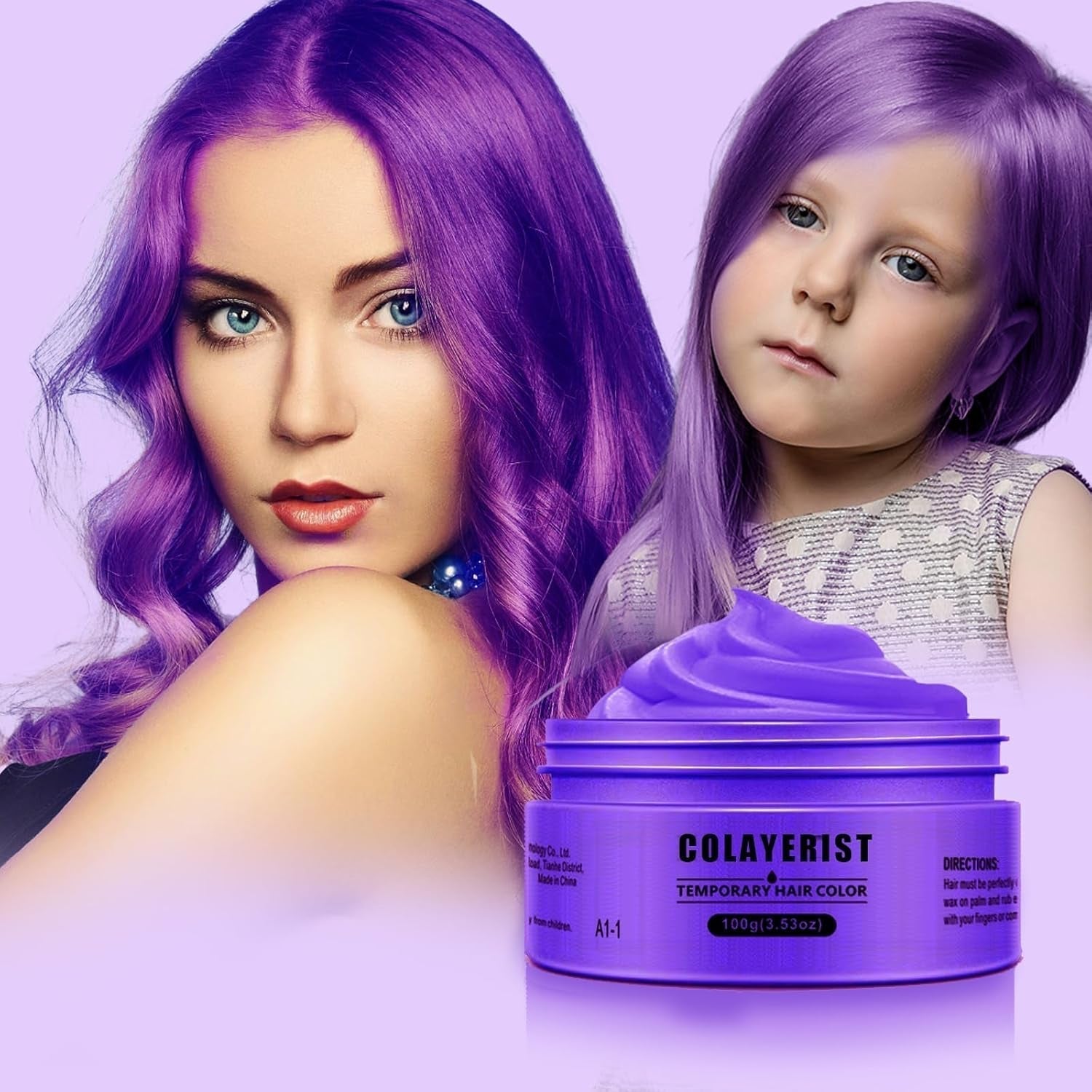 COLAYERIST Smývatelná dočasná černá barva na vlasy Vosk pro barvy na vlasy pro muže a ženy Řasenka na vlasy na párty nebo cosplay Produkty k barvení vlasů bez nepořádku Barvy na vlasy Naty Shop Purple