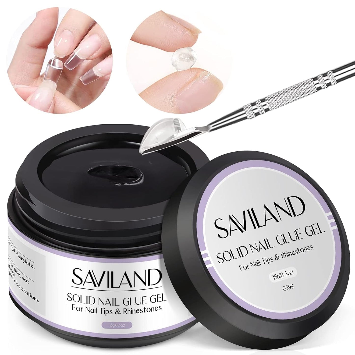SAVILAND Fester Nagelkleber Gel: 30-Tage Lang Anhaltender Silnější Nagelkleber Für Press on Nails Falsche Nagelspitzen 15Ml U V Nagelkleber 3D Gel-Nagelkunst-Kleber Für Verwendung Im Salon Zu Hause