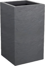 Květináč Volcania Up, čtvercový, vysoký, 36 l, kamenný vzhled, jednoduchá stěna, nádrž na vodu, 29,5 x 29,5 x 49,5 cm, antracitově šedá