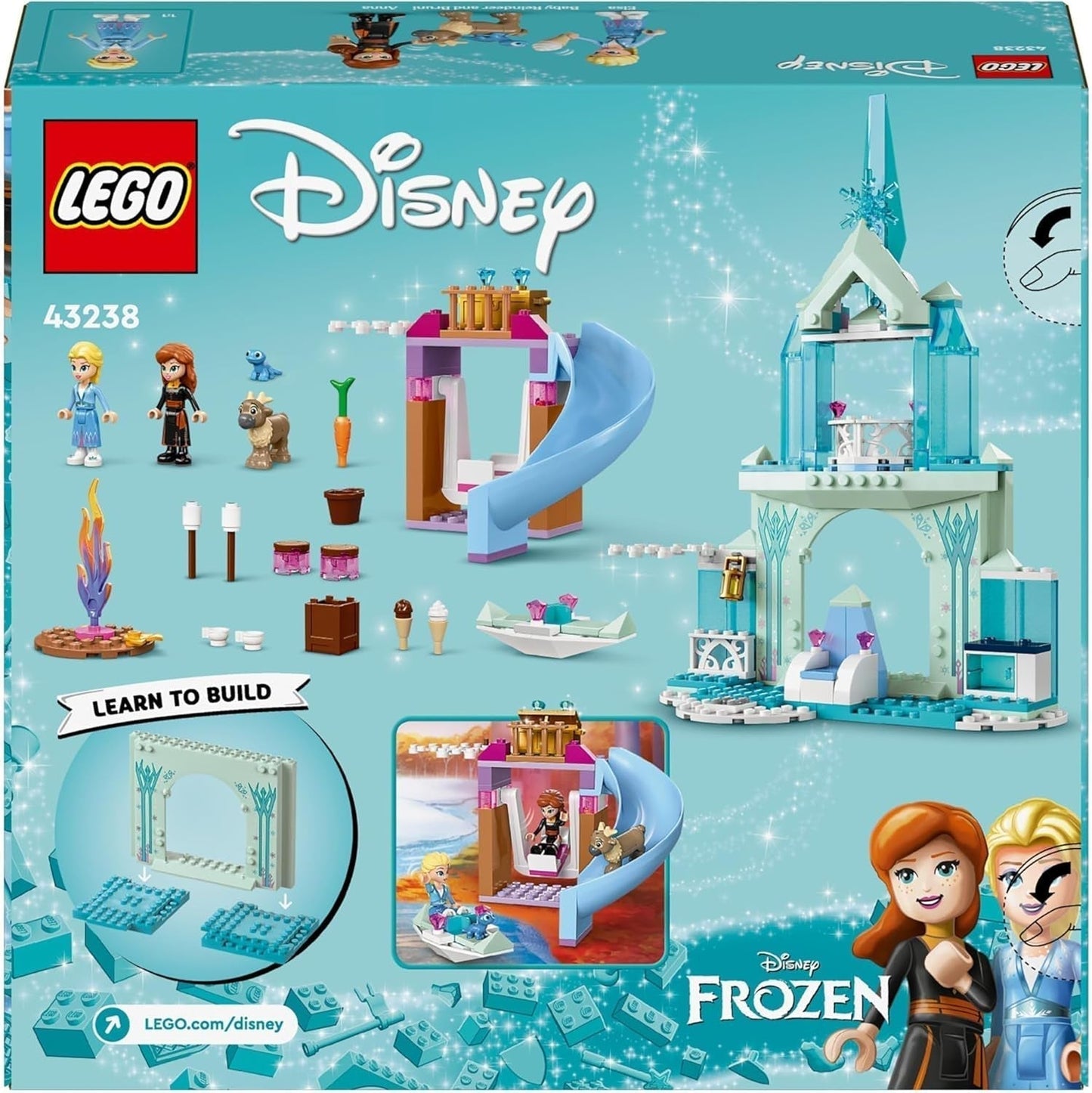 LEGO Disney Frozen Elsin ledový palác, hrad ledové královny, princezna ELSA a hračka pro panenku Annu, navíc 2 figurky zvířat, skvělý dárek pro 4leté dívky a chlapce 43238 Stavebnice Besuche den LEGO-Store