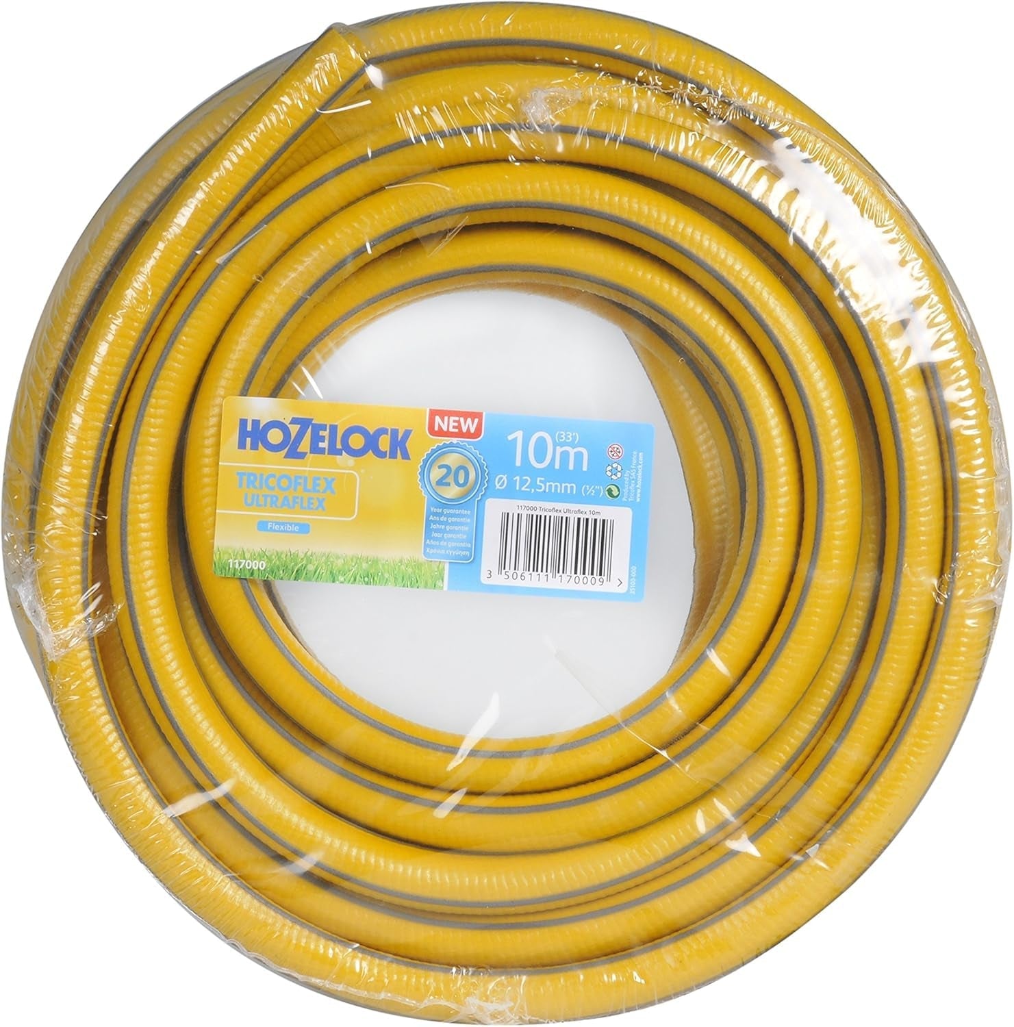 HOZELOCK - Hadice Tricoflex Ultraflex Ø 12,5 mm (1/2") 10 M: Ohebná zahradní hadice odolná vůči povětrnostním vlivům, odolná proti kroucení a kroucení vyrobená ze 40 % recyklovaného PVC [117000]