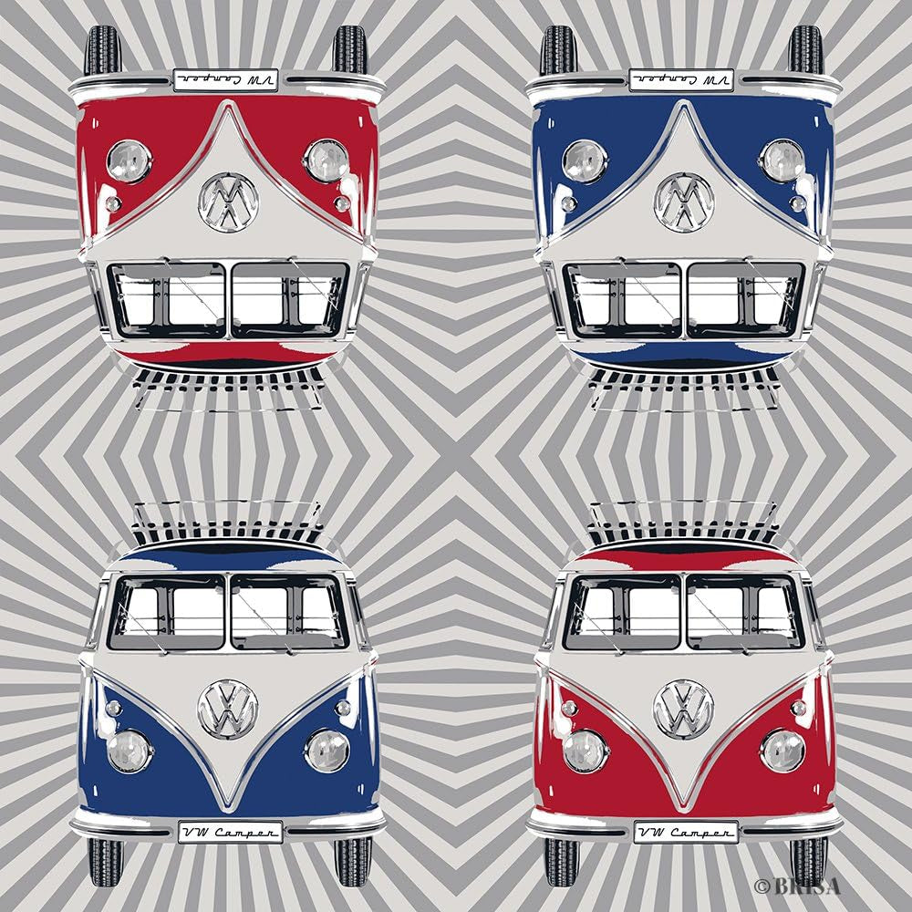 BRISA VW Collection – T1 Bus Stolní ubrousky Volkswagen (Samba Stripes/červené/3vrstvé)