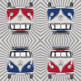 BRISA VW Collection – T1 Bus Stolní ubrousky Volkswagen (Samba Stripes/červené/3vrstvé)
