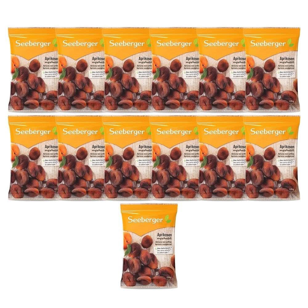 Seeberger Neupravené sušené meruňky, se sladko-ovocnou příchutí - bez přidaného cukru, 13 x 125 gramů Sušené produkty Naty Shop