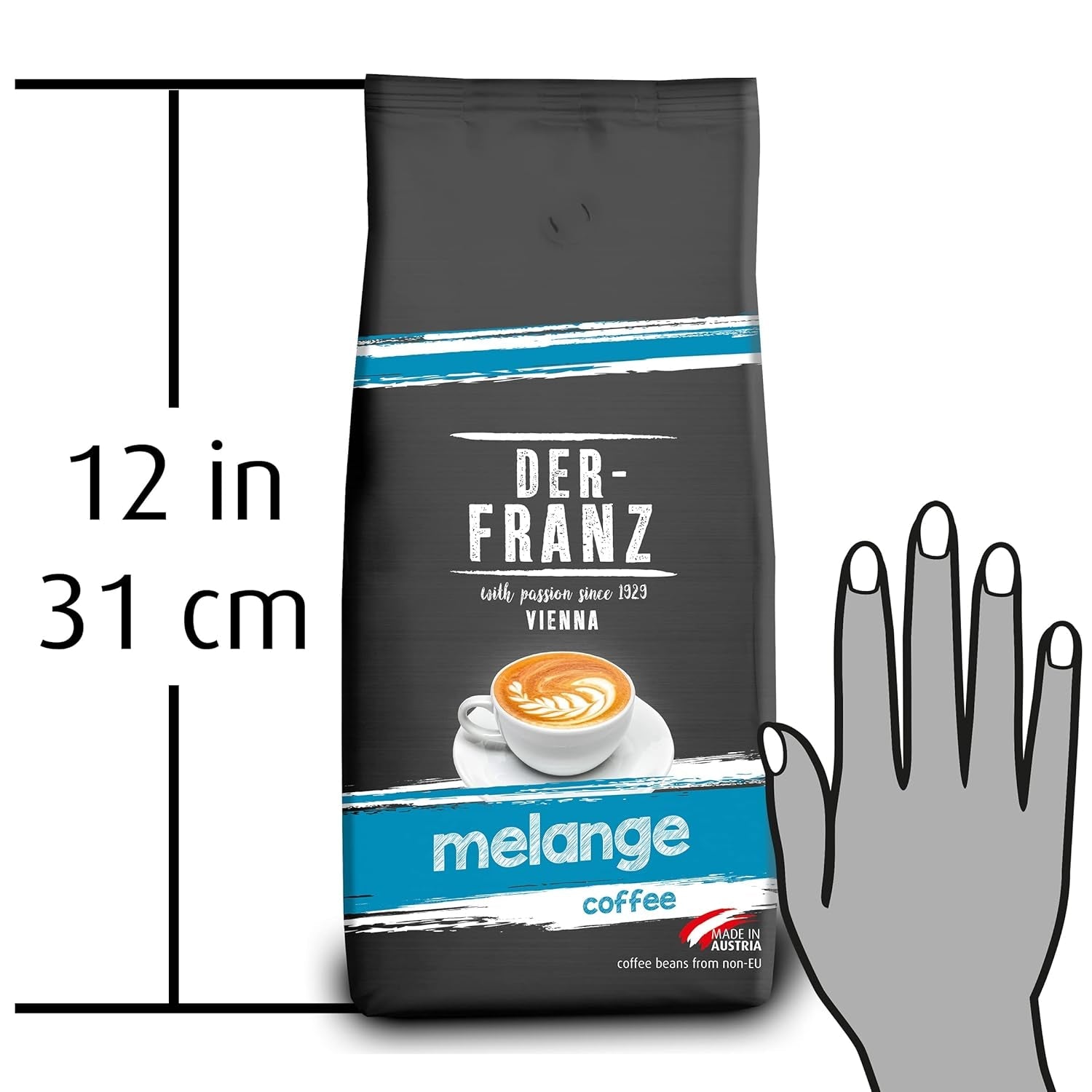 Káva Der-Franz Melange, Síla 3/5, 100% Arabica, celá kávová zrna, 4 x 1000 g