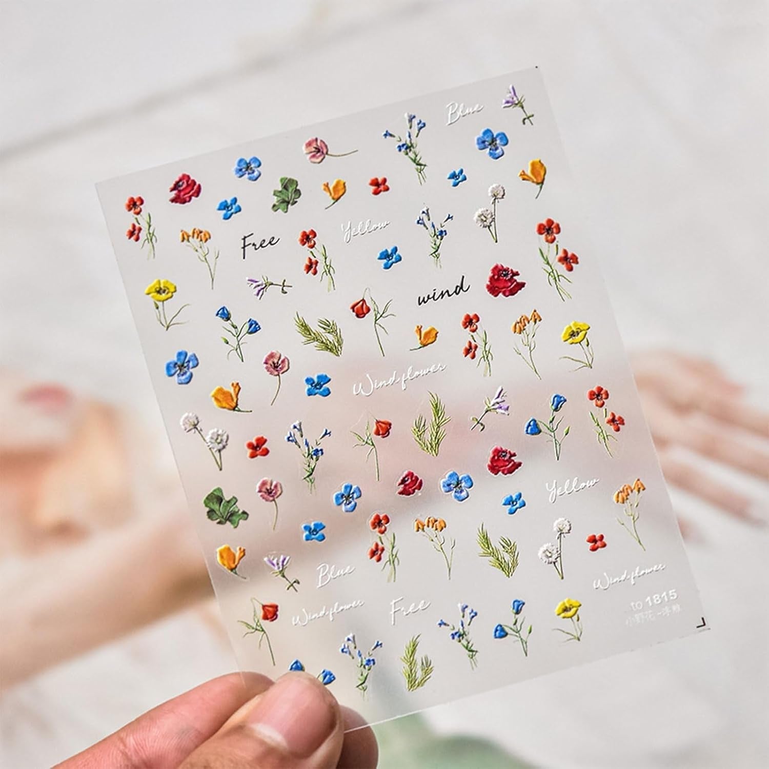 JMEOWIO 3D Nálepka na nehty Bunte Blumen Nálepka na nehty Selbstklebend Nagelaufkleber 5D Stereoskopisch Frühlings Letní Blumen Dekorace Nageldesign Zubehör 2 Blatt