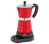 Cilio Classico espresso kávovar na 6 šálků | elektrický 480W | Ø 11,5 cm Výška: 25 cm | hliník | červená | integrovaná varná deska | s funkcí udržení tepla a redukčním filtrem | na cestování nebo kempování