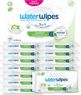 WaterWipes Sensitive+ Hydrating Boost vlhčené ubrousky, hydratační ubrousky, 360 kusů (6 balení), 3 v 1 čistí, pečují, hydratují, 99% voda z Aloe Vera, neparfémované dětské ubrousky