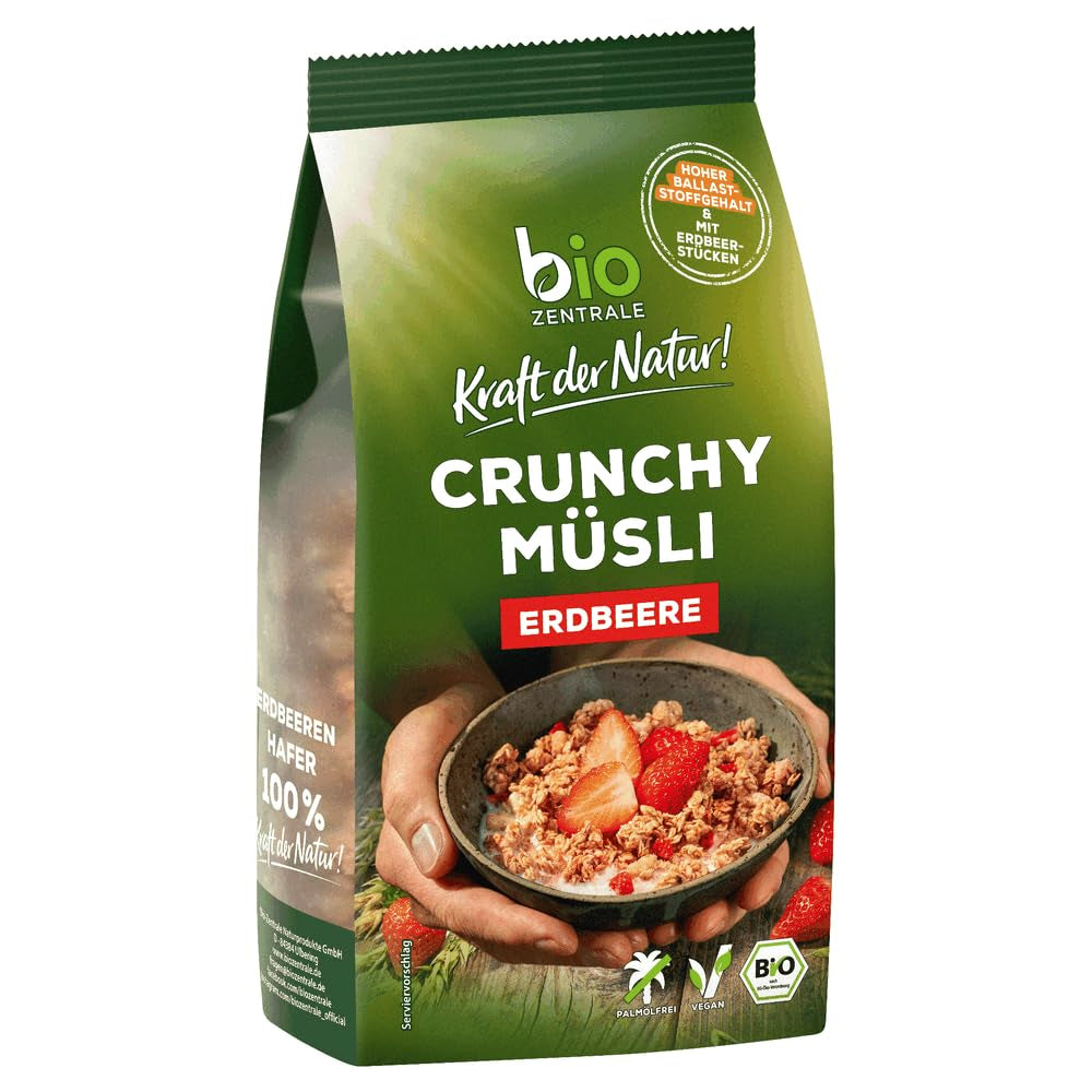 Křupavé müsli s lesním ovocem Biozentrale | 375 g bio müsli | Ideální na snídani a šálek müsli s sebou | Alternativa k müsli tyčinkám