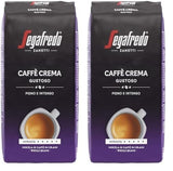 Segafredo Zanetti Caffè Crema Gustoso - celé zrnko (balení 1 kg) - Vhodné pro Caffè Crema - Dlouhá a tmavě pražená kávová zrna, plná a intenzivní chuť (balení 2 ks)
