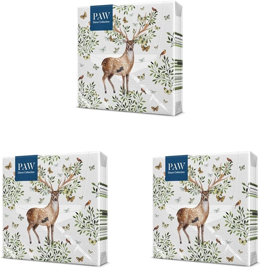 TLAPA - 3vrstvé ubrousky (33 X 33 cm) I 20 kusů I Perfektní pro dětské narozeniny, večírky, přijímání a svátky I Barevný párty motiv Papírové ubrousky I Zvířátka, radost, párty - Parohy