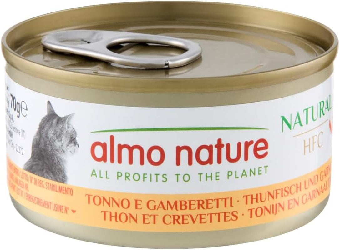 Almo Nature HFC Natural mokré krmivo pro kočky - tuňák a krevety, balení 24 ks (24 x 70 g)