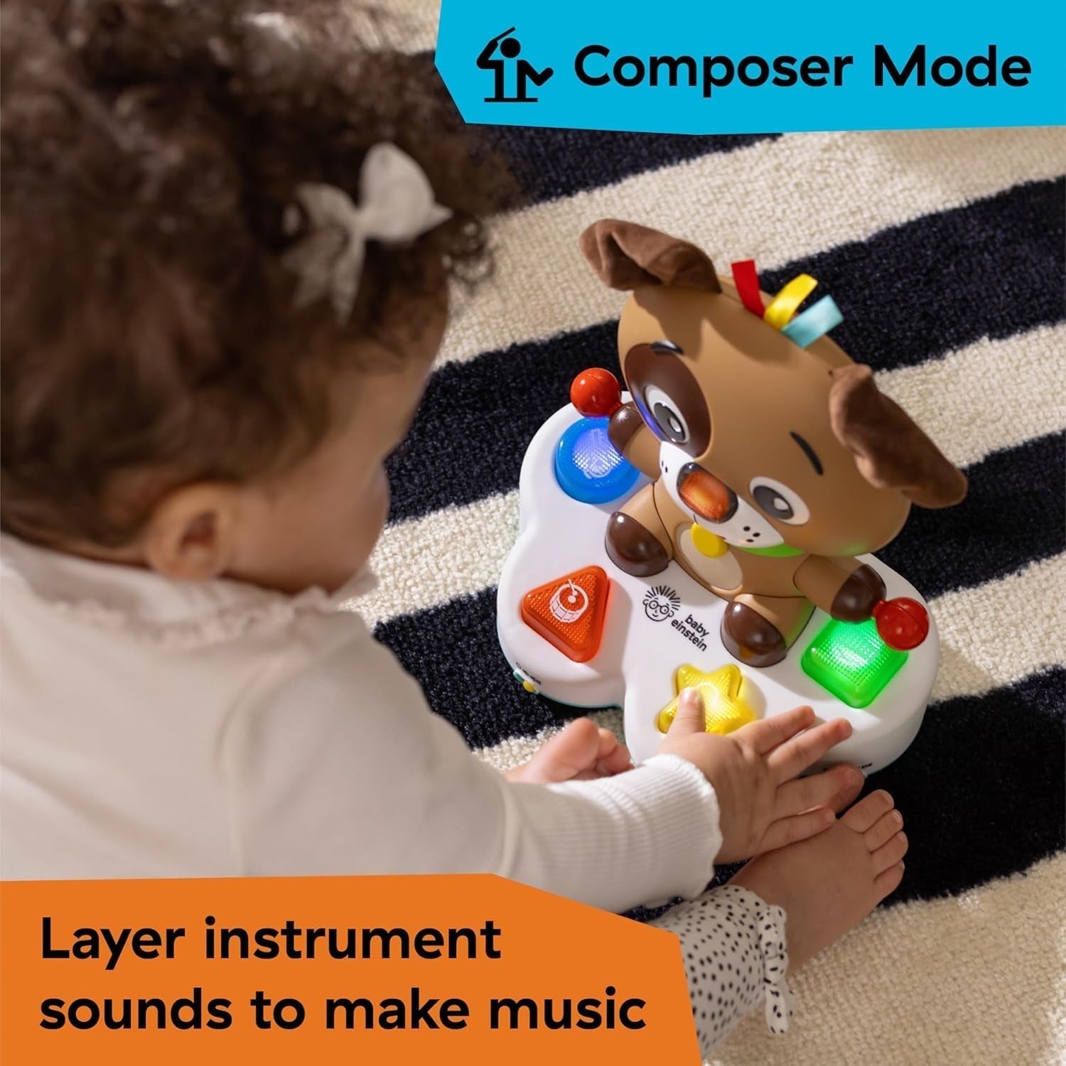 Hudební výuková hračka Baby Einstein, Drum & Learn Dean – multisenzorická hračka pro miminko, 2 herní režimy, barvy, tvary a nástroje, 50+ zvuků, od 6 měsíců Hračky pro miminka Naty Shop