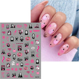 JMEOWIO Nálepka na nehty Halloween 9 Blatt Nálepka na nehty Selbtklebend Nagelaufkleber Dekoration Nageldesign Zubehör