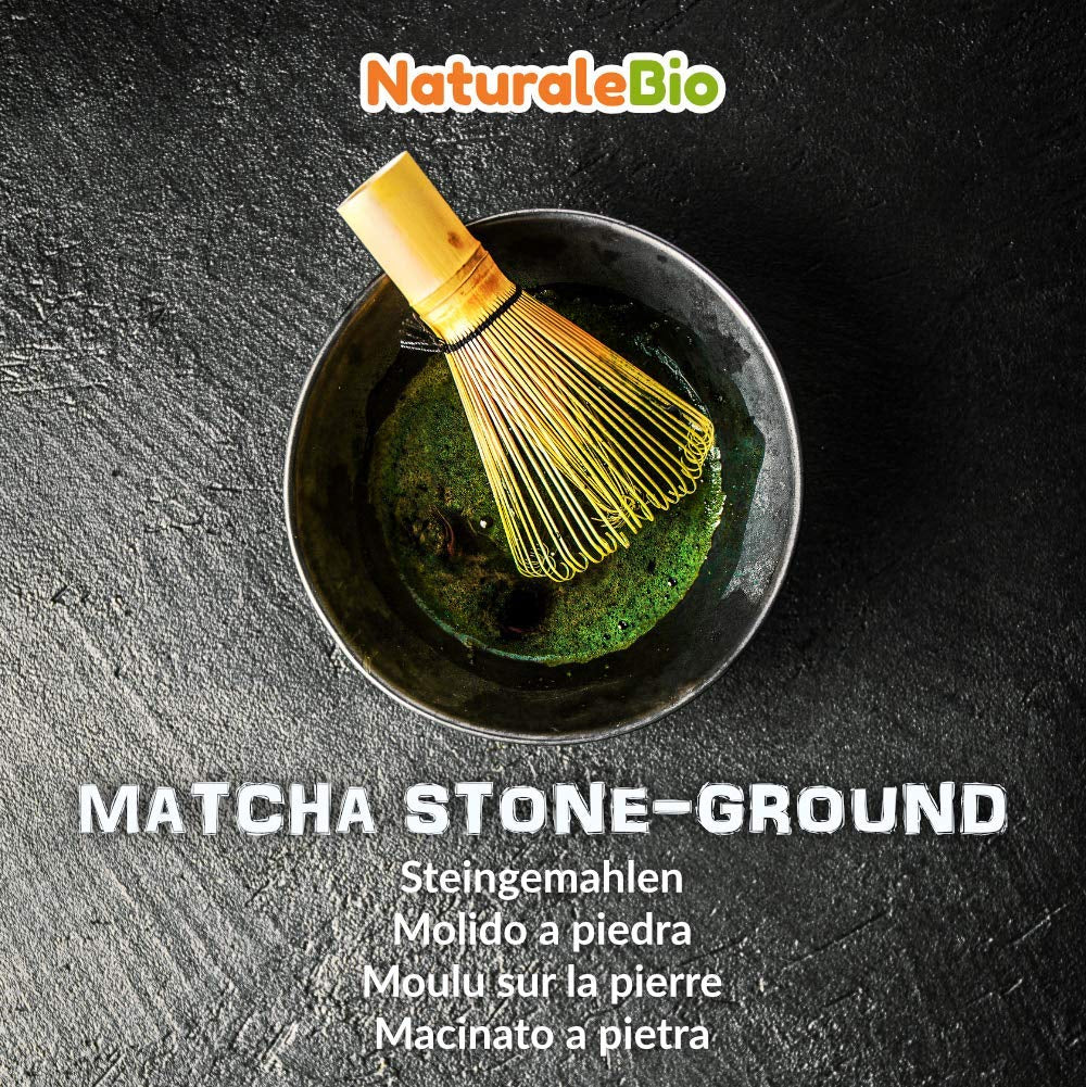 Naturalebio Ceremonial Grade Matcha Tea Powder Originální zelený čaj z Japonska. Ceremoniální prášek ze zeleného čaje Matcha vyrobený v Uji, Kyoto. Ideální na pití, vaření a latté. Krabička 30g.