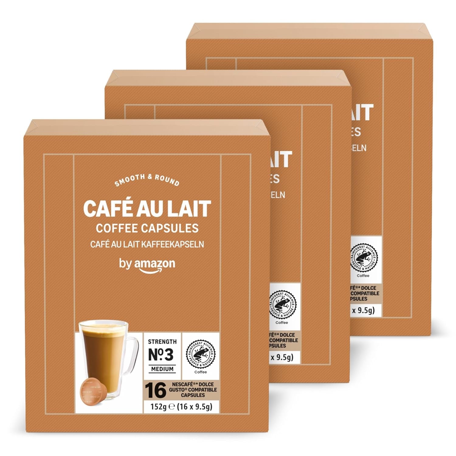 od Amazon Cafe au Lait Dolce Gusto kompatibilní s kávou, 48 kapslí (3 balíčky po 16 kusech)