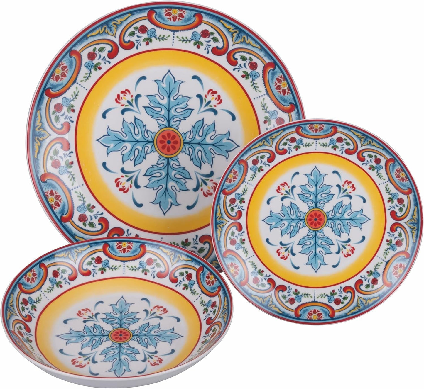 18dílný porcelánový jídelní servis, 6 různých sad talířů, Andalusie