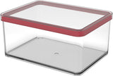 Rotho Loft sada 5 skladovacích dóz s víčkem, různé velikosti, potravinářský plast bez BPA (PP), čirý/červený, (21,4 x 21,4 x 23,5 cm) Naty Shop boxy na skladování potravin 2,25 l široké