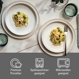 jako. od Villeroy & Boch – Večeře z řemeslné bavlny 4 teilig Weiß, Spülmaschinenfest, Mikrowellensicher, Geschirrset, Tafelservice Modern, Speiseteller, Tiefe Teller, Pottery-Look, Premium Porzellan