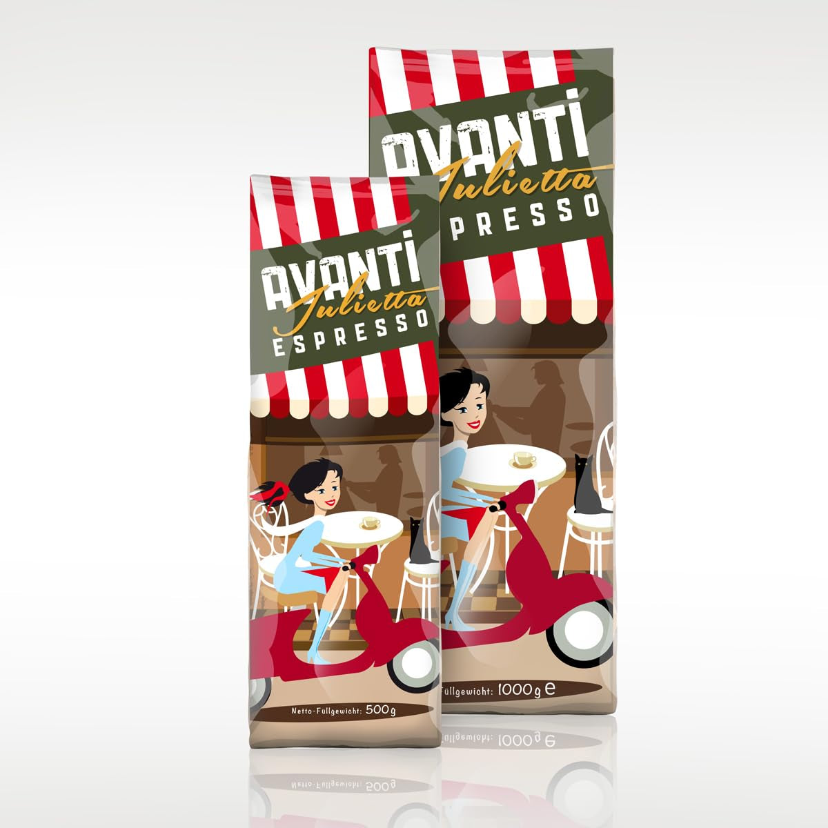 AVANTI Julietta Espresso zrnková káva, 500 g, 70 % Arabica 30 % Robusta, tradiční pražení v bubnu