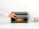 Chlebník na rohlíky Brabantia - Kompaktní stolní úložný box na chléb, bagely a rohlíky s plochým víkem, odolná ocel - střední velikost - matná černá Boxy na potraviny Naty Shop