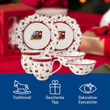Villeroy & Boch - Toy's Delight Snídaňová sada pro 2, Lokomotiva, 6 kusů, Barevné, Vánoční, Sada nádobí s talíři, šálky a misky ke snídani, Vánoční nádobí, Prémiový porcelán