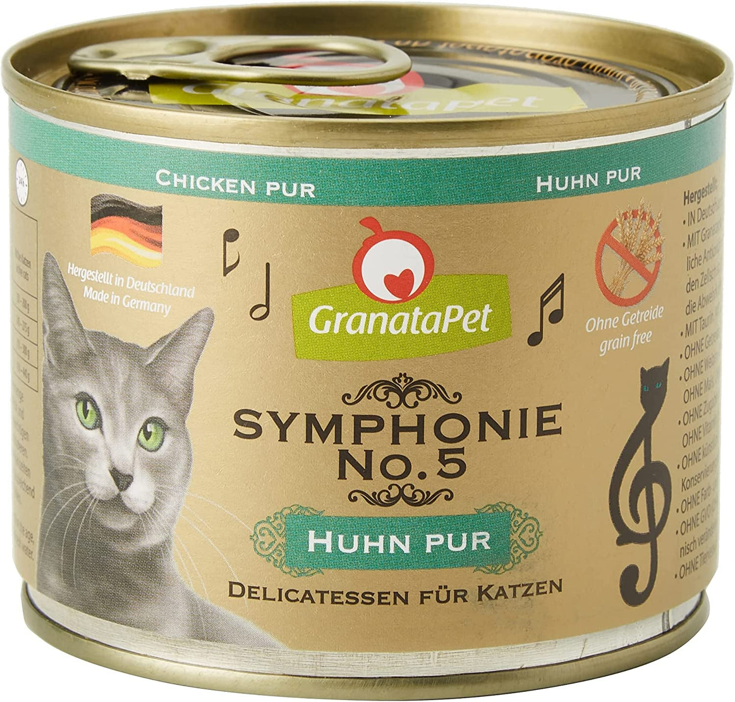 GranataPet Symphony No. 5 Pure Chicken, krmivo pro kočky bez obilovin a cukru, filety v přírodním želé, jemné vlhké krmivo pro kočky, 6 x 200 g