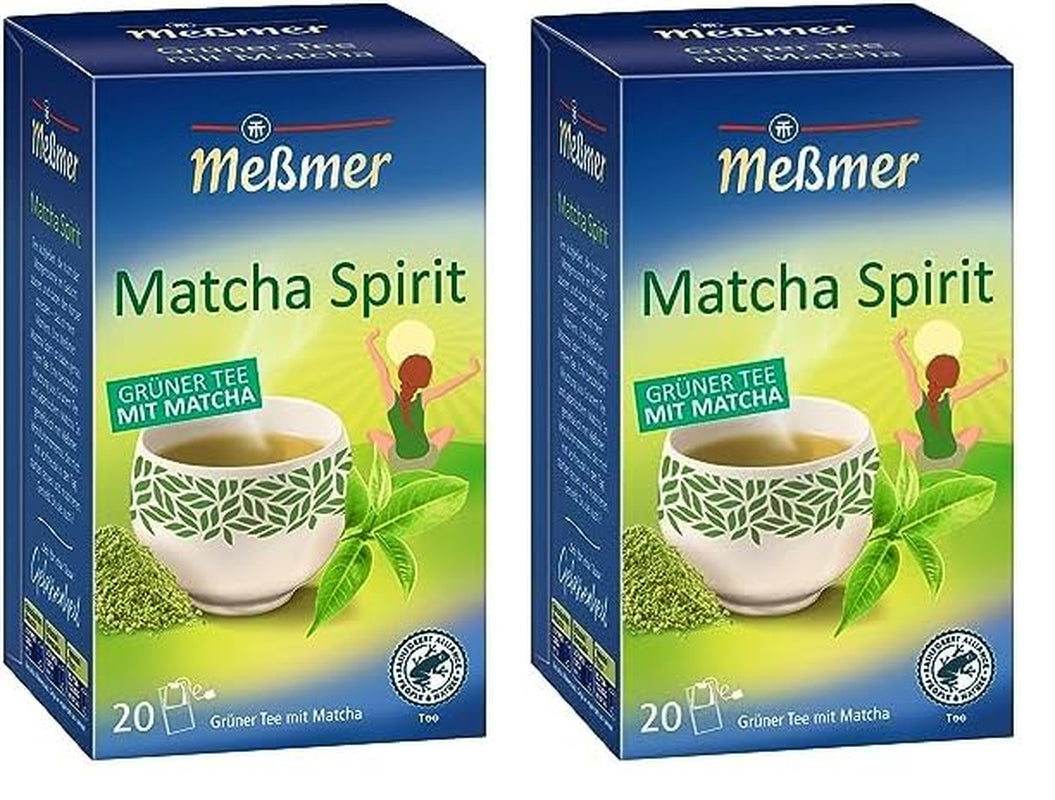 Meßmer MATCHA SPIRIT | Zelený čaj s Matcha | 20 čajových sáčků | Vegan | Bez lepku | Bez laktózy (balení 2 ks)